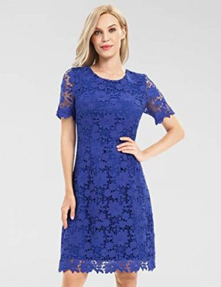 APART Partykleid mit Spitzen-Blüten, Blau