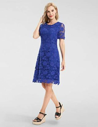 APART Partykleid mit Spitzen-Blüten, Blau