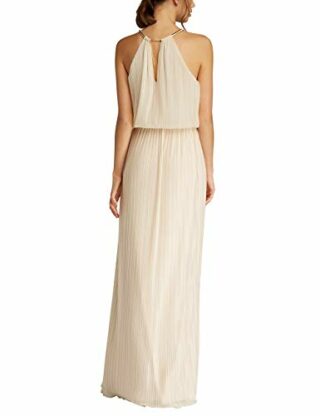 APART Plissiertes Abendkleid mit Halskette, Beige