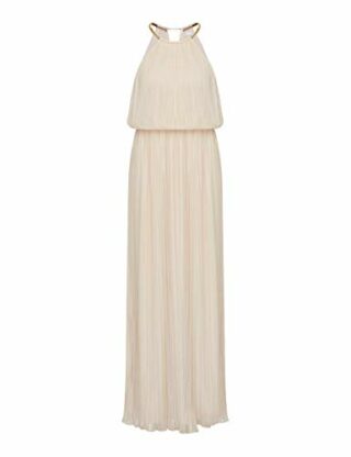 APART Plissiertes Abendkleid mit Halskette, Beige