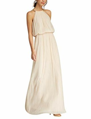 APART Plissiertes Abendkleid mit Halskette, Beige