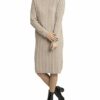 APART Strickkleid mit Zopfmuster, Beige