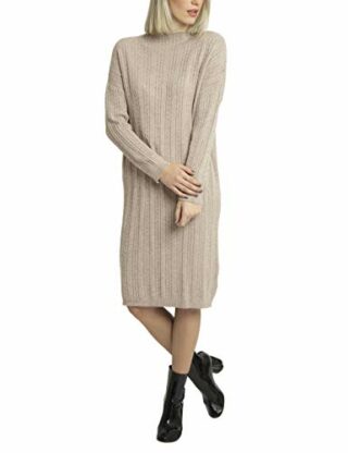APART Strickkleid mit Zopfmuster, Beige