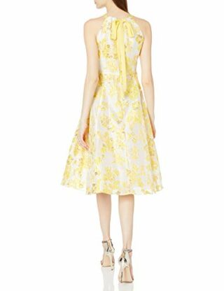 Adrianna Papell Kleid aus Jacquard mit Blumenmuster, Gelb