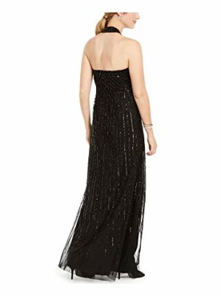 Adrianna Papell Abend-Kleid mit Neckholder-Perlen, Schwarz