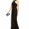 Adrianna Papell Abend-Kleid mit Neckholder-Perlen, Schwarz