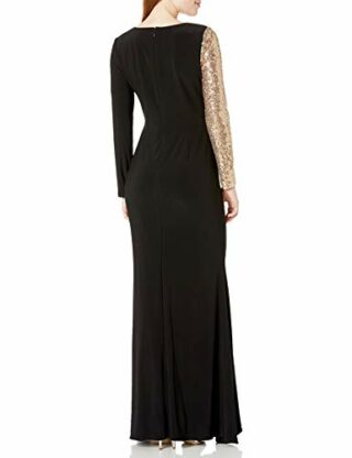Adrianna Papell Abend-Kleid mit V-Ausschnitt, Strickkleid, Schwarz