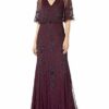 Adrianna Papell Abendkleid, Blusenkleid mit Perlen, Lila