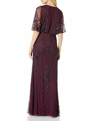 Adrianna Papell Abendkleid, Blusenkleid mit Perlen, Lila