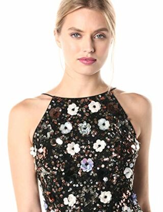 Adrianna Papell Abendkleid, Etuikleid mit Blütenblattperlen, Schwarz