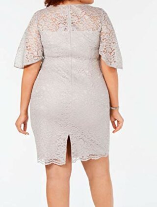 Adrianna Papell Abendkleid, Etuikleid mit Spitze, Grau