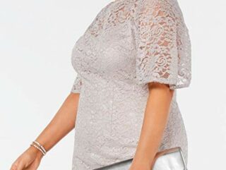 Adrianna Papell Abendkleid, Etuikleid mit Spitze, Grau