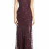 Adrianna Papell Abendkleid, Pailletten, U-Boot-Ausschnitt, Lila