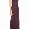 Adrianna Papell Abendkleid, Pailletten, U-Boot-Ausschnitt, Lila