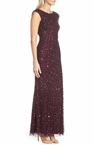 Adrianna Papell Abendkleid, Pailletten, U-Boot-Ausschnitt, Lila