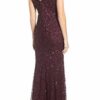 Adrianna Papell Abendkleid, Pailletten, U-Boot-Ausschnitt, Lila
