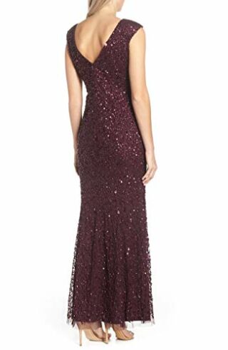 Adrianna Papell Abendkleid, Pailletten, U-Boot-Ausschnitt, Lila