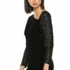 Adrianna Papell Abendkleid, Samt- und Paillettenkleid, Schwarz