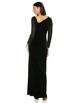 Adrianna Papell Abendkleid, Samt- und Paillettenkleid, Schwarz