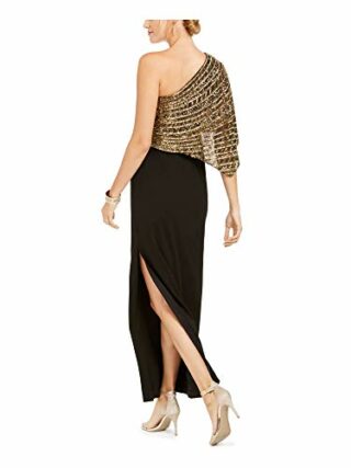 Adrianna Papell Abendkleid aus Crepe mit Perlen, Schwarz