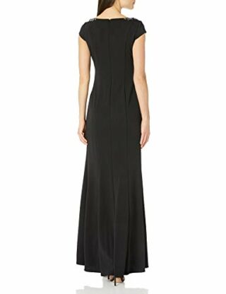 Adrianna Papell Abendkleid aus Crepe mit Perlen, Schwarz