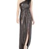 Adrianna Papell Abendkleid aus Metallic-Jersey, Schwarz