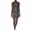 Adrianna Papell Abendkleid aus Metallic-Jersey, Schwarz