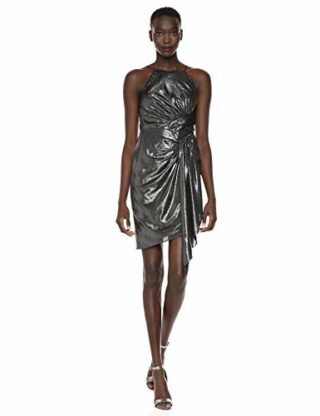 Adrianna Papell Abendkleid aus Metallic-Jersey, Schwarz