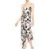 Adrianna Papell Abendkleid im BIAS-Schnitt mit Blumenmuster, Schwarz