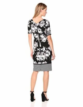 Adrianna Papell Abendkleid mit Blumenmuster, Schwarz