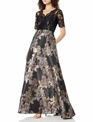 Adrianna Papell Abendkleid mit Metallic-Jacquard, Schwarz