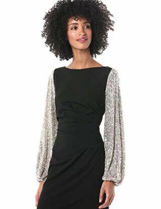 Adrianna Papell Abendkleid mit Paillettenärmeln, Schwarz