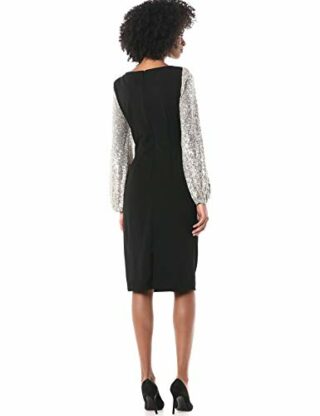 Adrianna Papell Abendkleid mit Paillettenärmeln, Schwarz