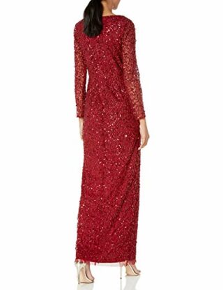 Adrianna Papell Abendkleid mit Perlenbesatz, Rot