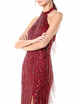 Adrianna Papell Abendkleid mit Perlenstickerei, Rot