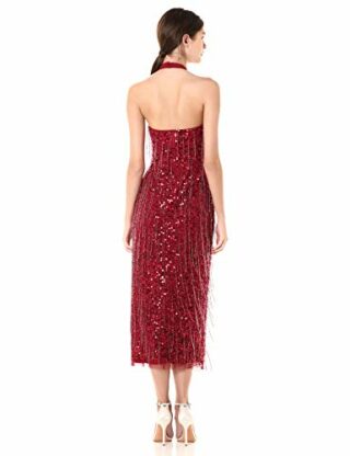 Adrianna Papell Abendkleid mit Perlenstickerei, Rot