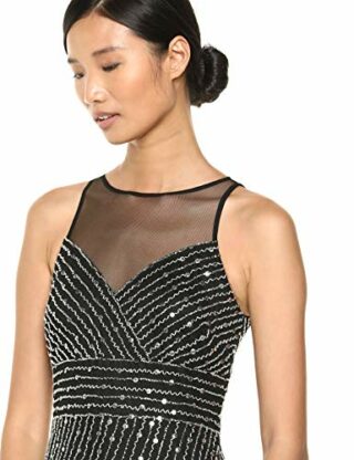 Adrianna Papell Abendkleid mit Perlenstickerei, Schwarz