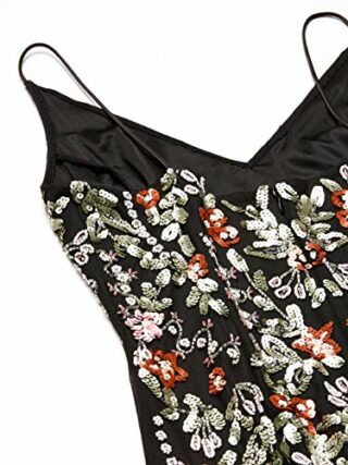 Adrianna Papell Abendkleid mit Perlenstickerei, Schwarz