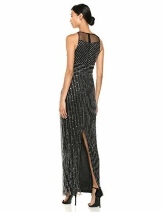 Adrianna Papell Abendkleid mit Perlenstickerei, Schwarz