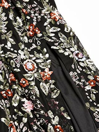 Adrianna Papell Abendkleid mit Perlenstickerei, Schwarz