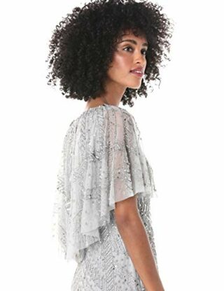 Adrianna Papell Abendkleid mit Perlenstickerei, Silber