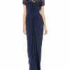 Adrianna Papell Abendkleid mit Spitze, 3/4-Ärmel, Blau