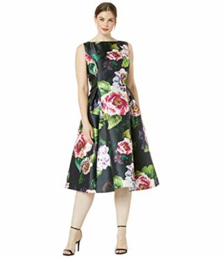 Adrianna Papell Ärmelloses Blumenkleid Abendkleid, Schwarz