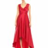 Adrianna Papell Ärmelloses High Low Mikado Kleid, Abendkleid, Rot