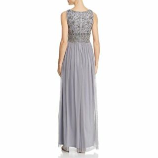 Adrianna Papell Ärmelloses Tüllkleid, Perlenbesetzt, Grau