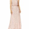 Adrianna Papell Art Deco Perlenblousonkleid, Abendkleid, Gold