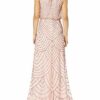Adrianna Papell Art Deco Perlenblousonkleid, Abendkleid, Gold