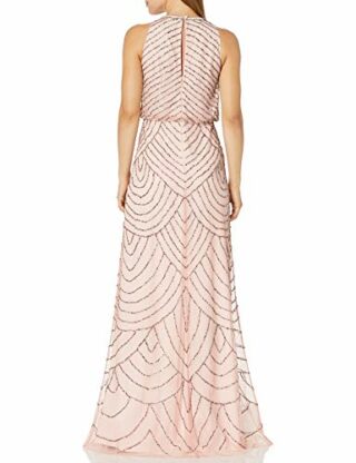 Adrianna Papell Art Deco Perlenblousonkleid, Abendkleid, Gold
