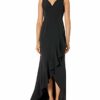 Adrianna Papell Asymmetrical Ruffle Gown, Schwarz