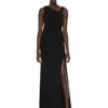 Adrianna Papell Asymmetrisches gerafftes Abendkleid, Schwarz